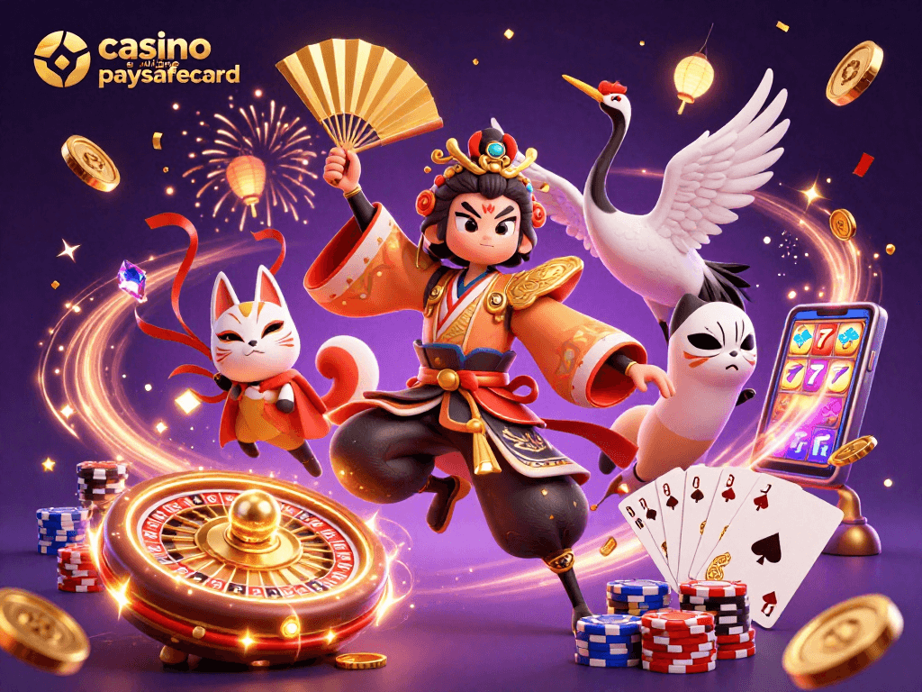 Profitez de l'expérience immersive du casino en ligne paysafecard avec un décor vibrant et des personnages captivants.