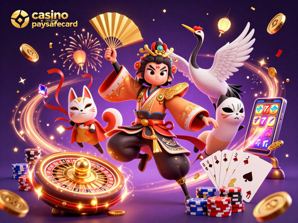 Profitez de l'expérience immersive du casino en ligne paysafecard avec un décor vibrant et des personnages captivants.