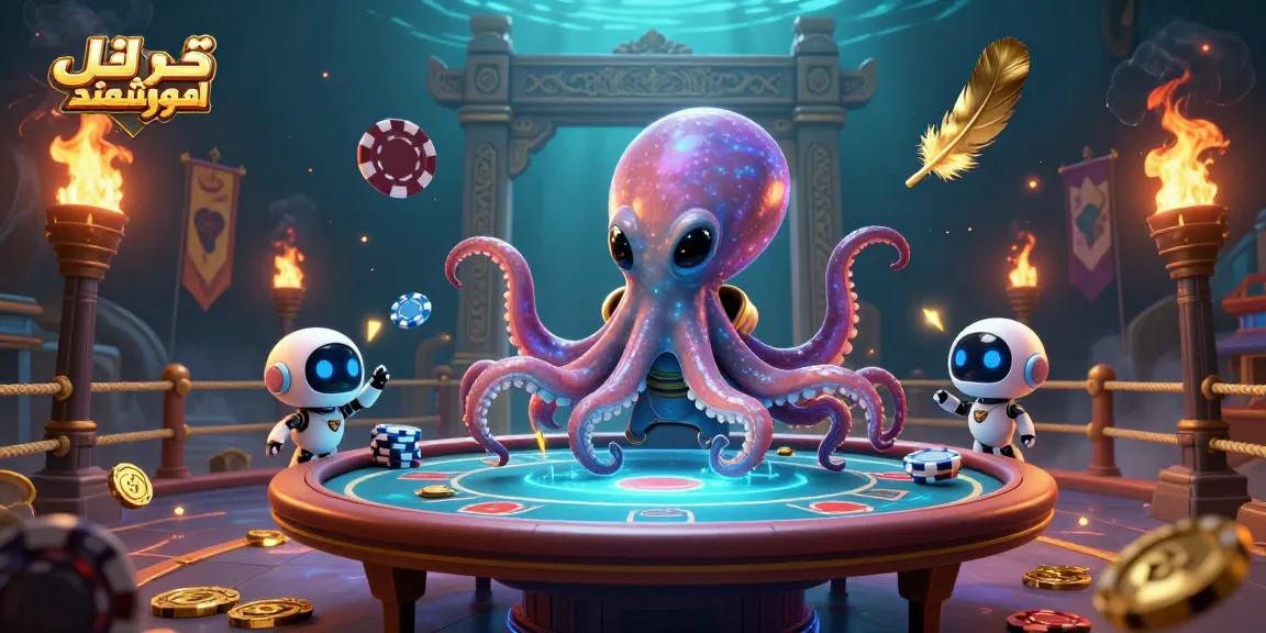 Engage in exciting gaming with خرید قفل هوشمند, depicted in a dynamic scene featuring an alien octopus at a poker table.