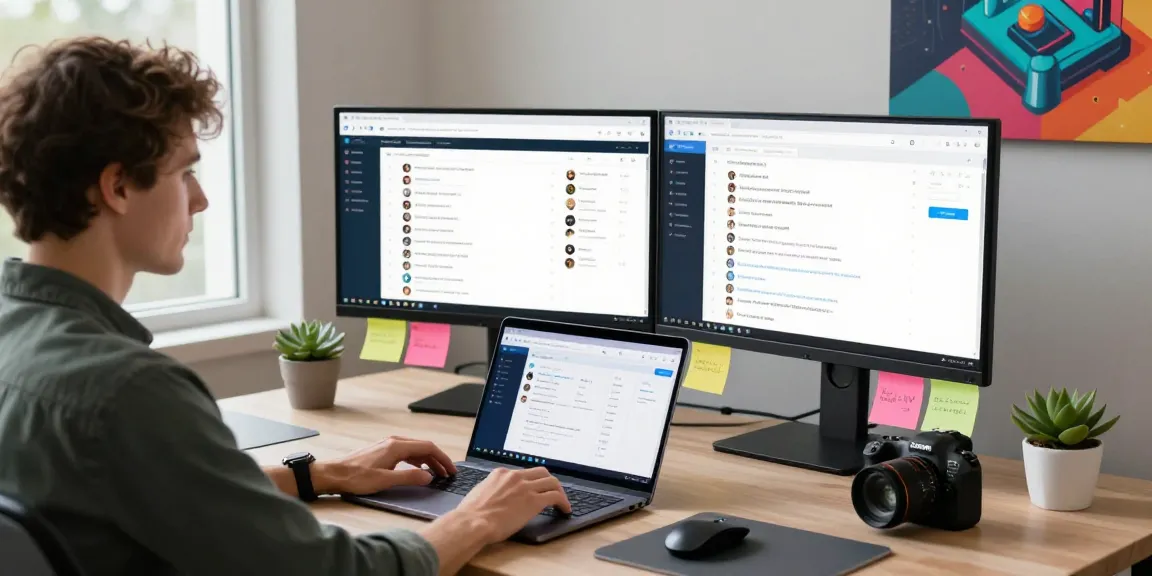 Engaging workspace featuring the Telegram Web Version on a laptop, showcasing a dynamic tech environment.